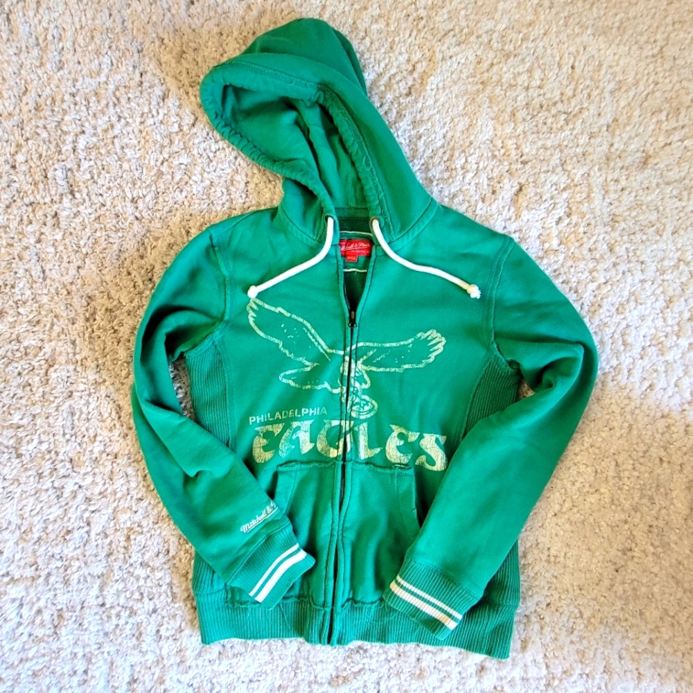 Philadelphia Eagles football Women's zip hoodie Small Mitchell and Ness